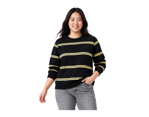 Long Sleeve Plain Machine Knit Top PLUS COLLECTION image 0