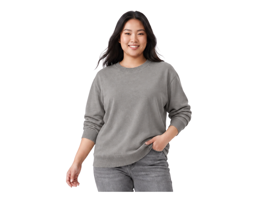 Long Sleeve Plain Machine Knit Top PLUS COLLECTION image 0