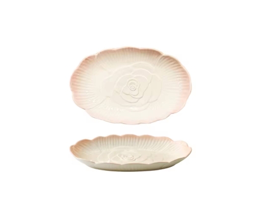 Gy 42 Anniversary 12" Pink Peony Fish Plate image 0