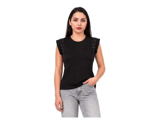 Short Sleeve Knit Top With Stone SCAR image 0