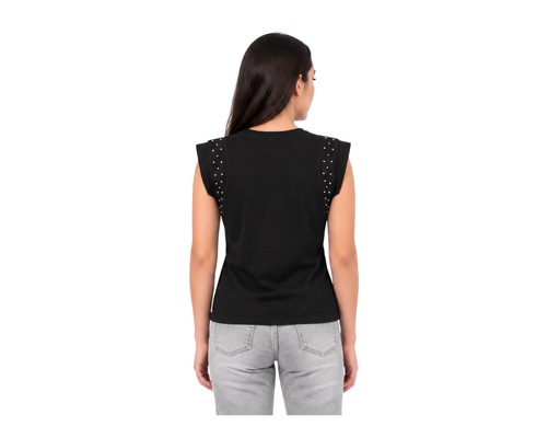 Short Sleeve Knit Top With Stone SCAR image 1