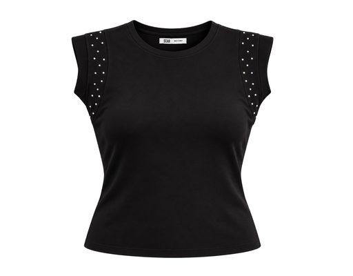 Short Sleeve Knit Top With Stone SCAR image 2