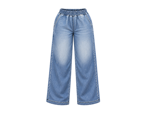 Elastic Denim Long Pants With Stone SCAR image 2
