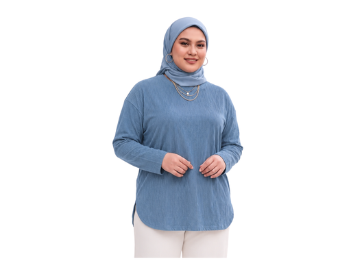 Long Sleeve Plain Knit Blouse PLUS COLLECTION image 0