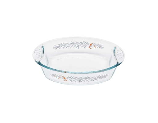 2.2L Oval Dish With Handle - Silver Crown Pyrex image 0