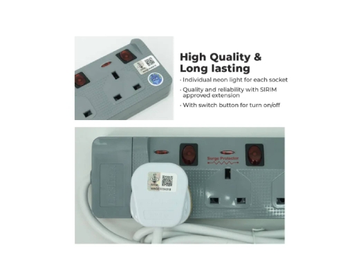 Eastern With 3 Way Cord Length Extension Socket Plug Adapter (EB-283N ...
