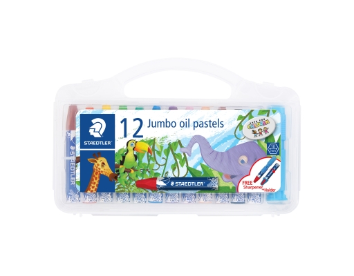 Jumbo Oil Pastels in Plastic Box 12 Colours (241 PB12) Staedtler image 0