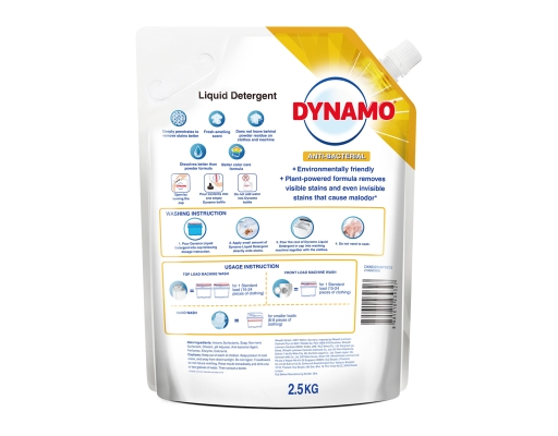 Dynamo Liquid Detergent, 2.5 kg - Antibacterial Power