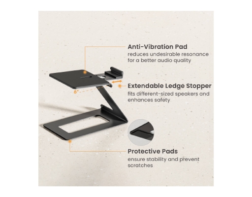 Cantilevered Desk Top Speaker Stand (BS-73) Pair Brateck image 3