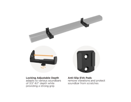 Adjust Soundbar Wall Mount Bracket (SB-67 ) Pair Brateck image 1