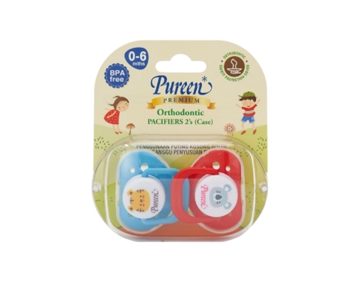 Pureen Orthodontic Pacifier, 2 Pcs - BPA-free, 0-6 mths