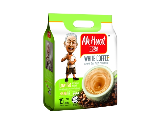 Ah Huat White Coffee Low Fat No Sugar, 15 x 20g - Healthy