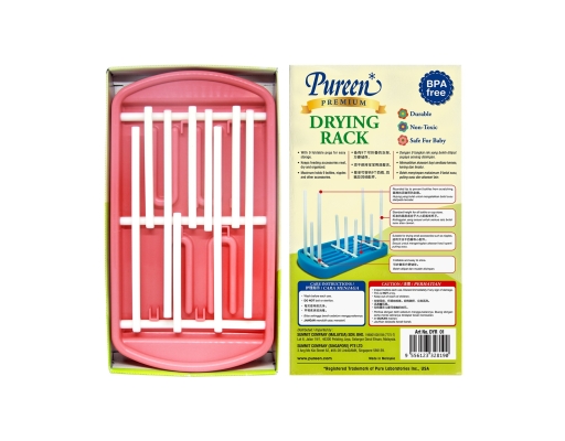 Pureen Drying Rack - Holds 9 Bottles, Foldable Pegs