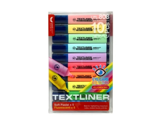 Soft Pastel With Fluorescent Textliner 10-In-1 Pack (UTL-808SX) Unicorn image 0