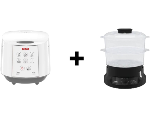 Bundle Set Fuzzy Rice Cooker (RK7321) + Food Steamer (VC1398) Tefal