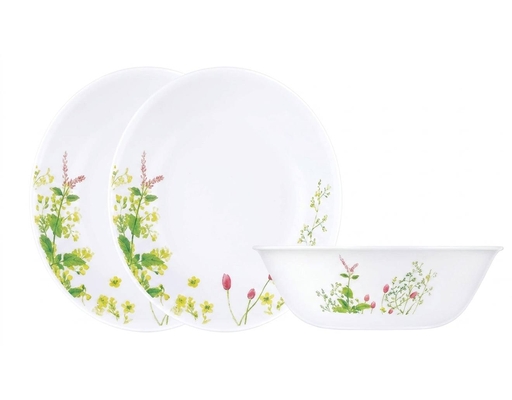 3Pcs Set 21Cm Soup Plate & 1L Bowl Pyrex