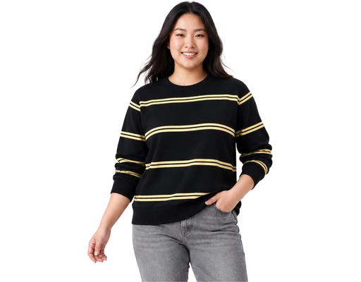 Long Sleeve Plain Machine Knit Top PLUS COLLECTION