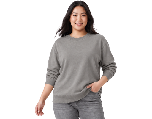 Long Sleeve Plain Machine Knit Top PLUS COLLECTION