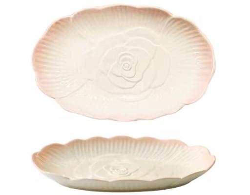 Gy 42 Anniversary 12" Pink Peony Fish Plate