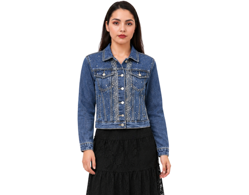 Long Sleeve Denim Jacket With Stone SCAR