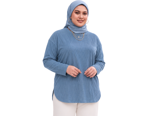 Long Sleeve Plain Knit Blouse PLUS COLLECTION