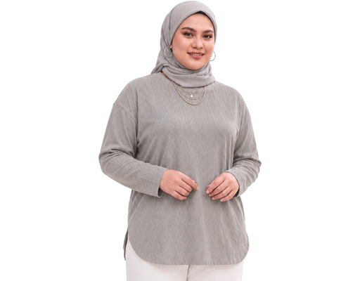 Long Sleeve Stripes Knit Blouse PLUS COLLECTION