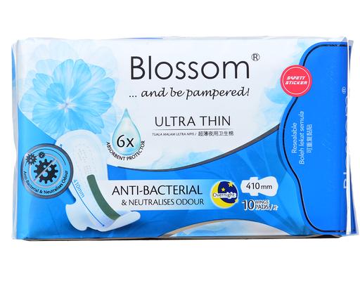 Antibacterial Overnight Ultra Thin Wing 410Mm Blossom