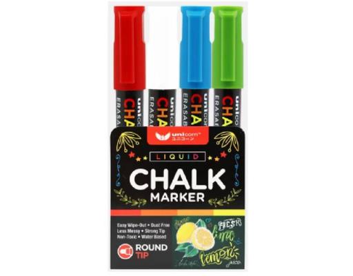 4 Colours Chalk Marker Round Tip (UM-200CK-A) Unicorn