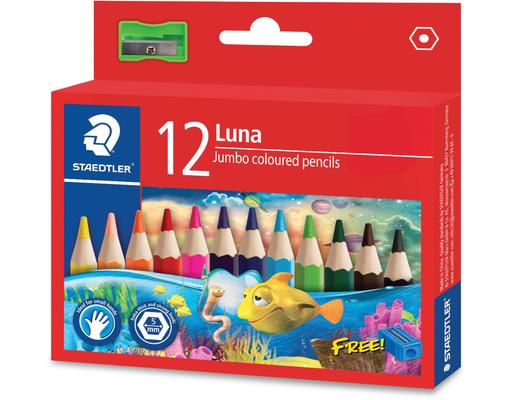 Luna Jumbo Watercolour Pencil (Half Length) 12 Colours (139 01C12) Staedtler